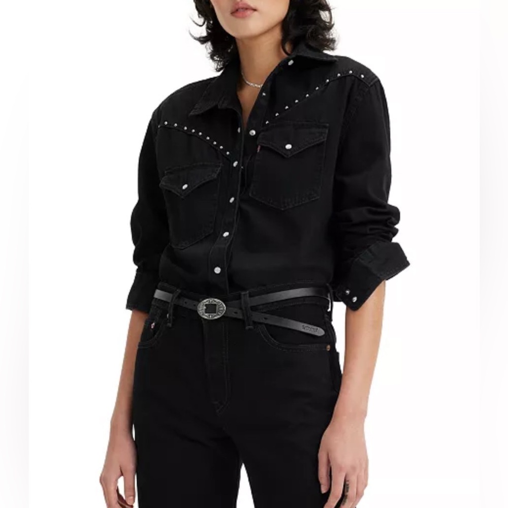 Levi's Women's Sawyer Studded Western Shirt Black Denim